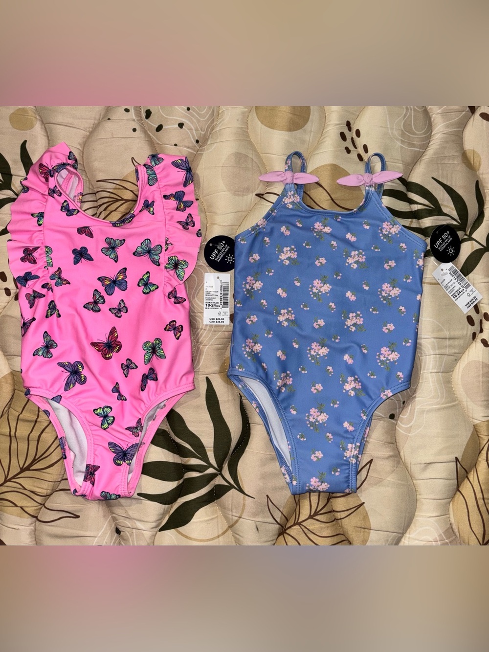 NWT The Children’s Place Baby Girl Swimsuit Lot 18-24M UPF 50+ Butterfly/Floral⁠
